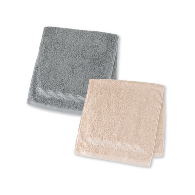 【1秒タオル】プレジール フェイスタオル2枚セット(ベージュ・ブルーグレー)【1672068】