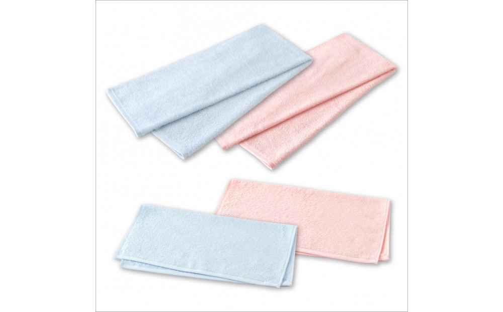 【1秒タオル】ホットマンカラー12 ライトフェイスタオル2枚+ゲストタオル2枚　セット