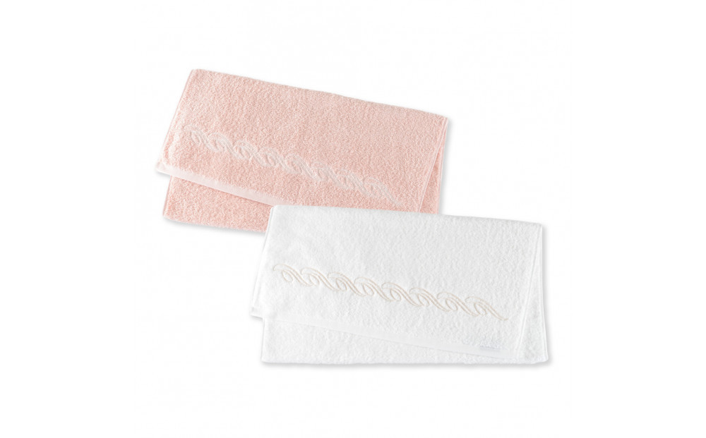 【1秒タオル】ホットマンカラー　プレジール　バスタオル2枚セット（ホワイト,サーモンピンク）