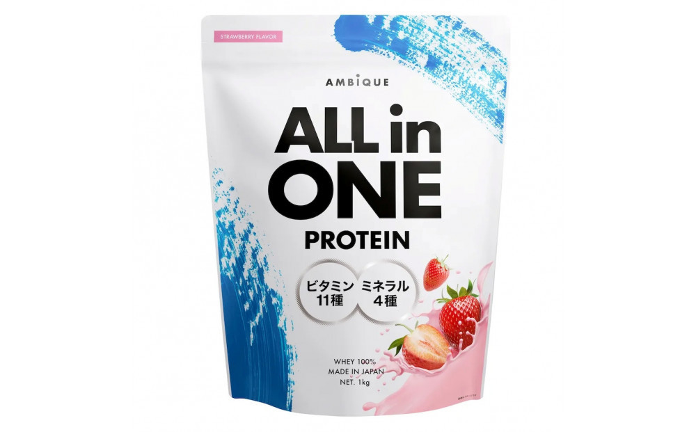 【ストロベリー風味】AMBiQUE オールインワンプロテイン（1kg×12袋）