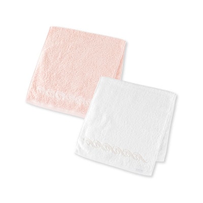 【1秒タオル】プレジール フェイスタオル2枚セット(ホワイト・サーモンピンク)【1660012】