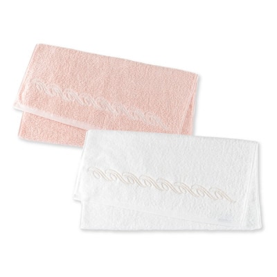 【1秒タオル】プレジール バスタオル2枚セット(ホワイト・サーモンピンク)【1660011】