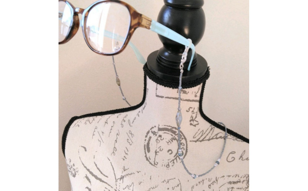 4way　メガネチェーン　ラリエット　メガネホルダー　ロングネックレス　マスクチェーン　ブルー系