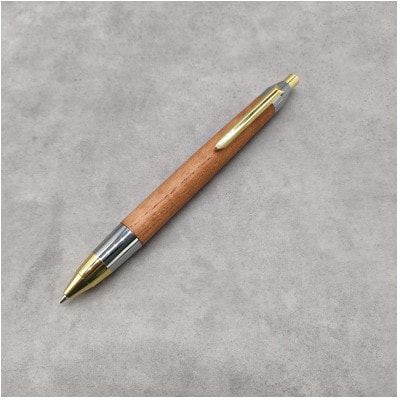 欅(けやき)木軸ペン　スタンダードタイプ・シャープペンシル(ゴールド&シルバー金具) 固定ノック【1689314】