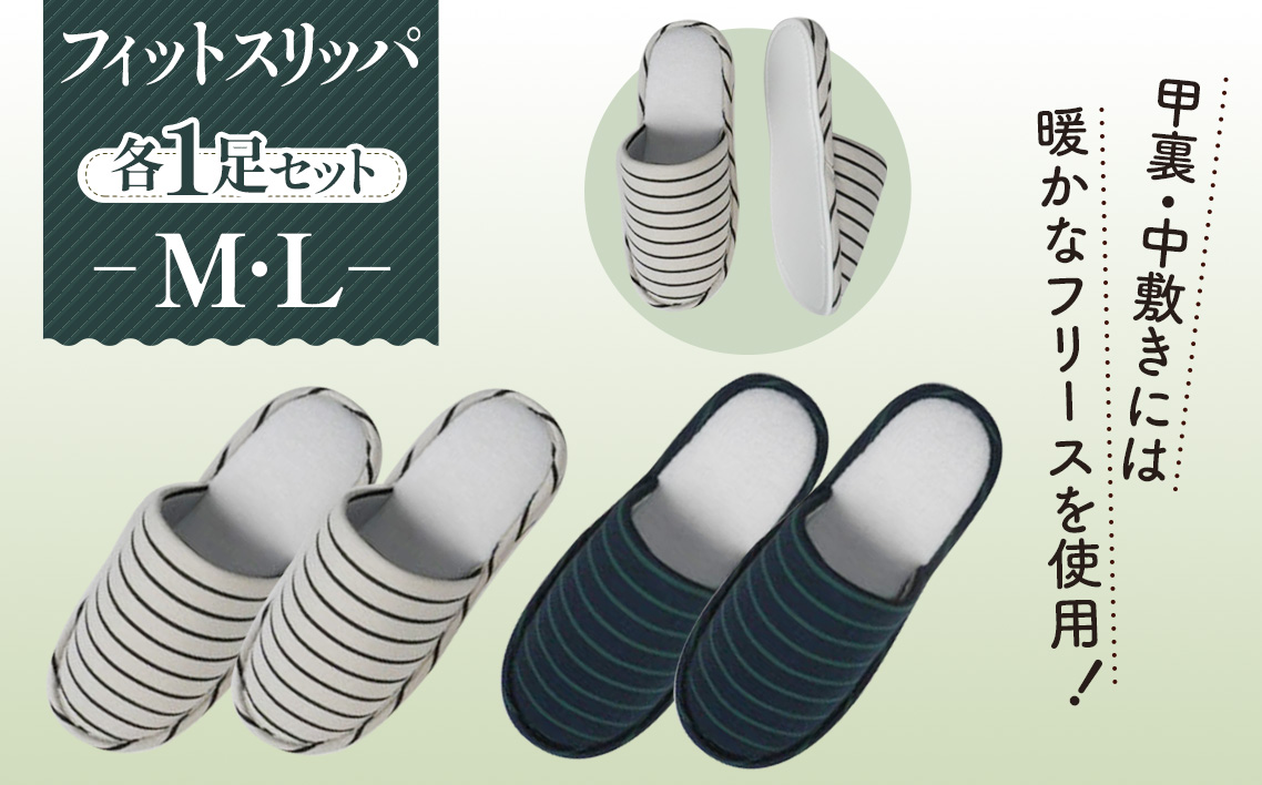 フィットスリッパ　M・Lサイズ　各1足セット No.040