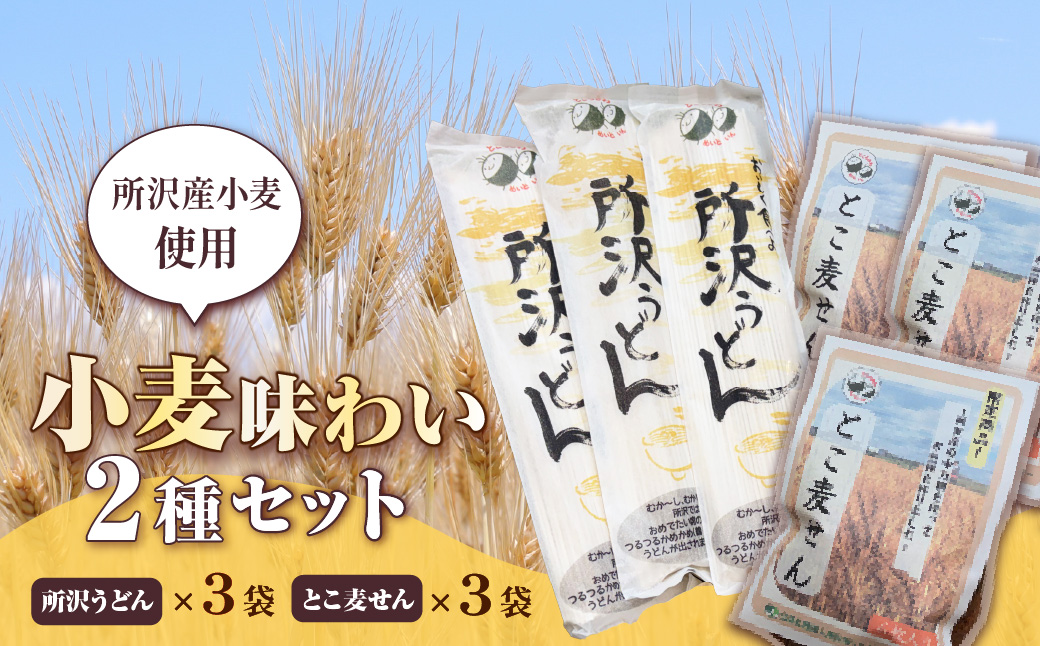 所沢小麦味わい2種セット | うどん ウドン 饂飩 せんべい 煎餅 センベイ お煎餅 おせんべい 乾麵 麵 国産小麦 小麦 小麦粉 中力粉 ツルツル コシ 食感 おやつ おかし お菓子 長期保存 常備食 保存食 公益社団法人所沢市シルバー人材センター 埼玉県 所沢市