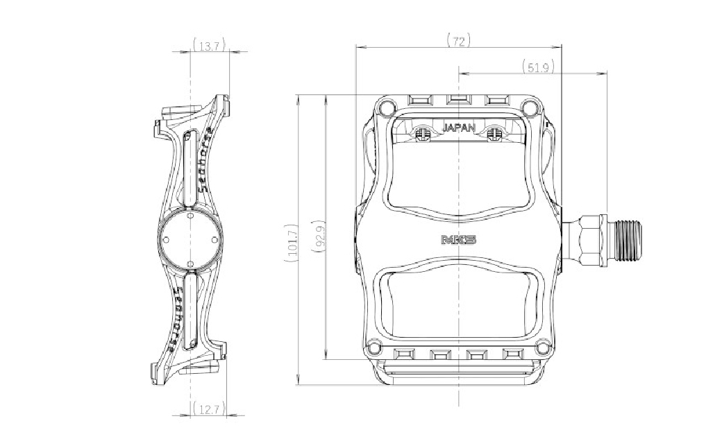 両面踏みペダル左右セット Seahorse BLACK 三ヶ島製作所  MKS | 自転車 ペダル フラットペダル 両面踏み 軽量 ツーリング 街乗り ロードバイク クロスバイク MTB オフロード アーバンスタイル 長距離 アルミ製 人気 おすすめ 埼玉県 所沢市