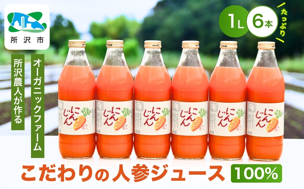 にんじんジュース100％ 1L×6本 | ジュース 人参 人参ジュース 野菜ジュース  ストレートジュース 100％ジュース 果肉 トロトロ 濃厚 おいしい おすすめ プレゼント ギフト お取り寄せ 埼玉県 所沢市