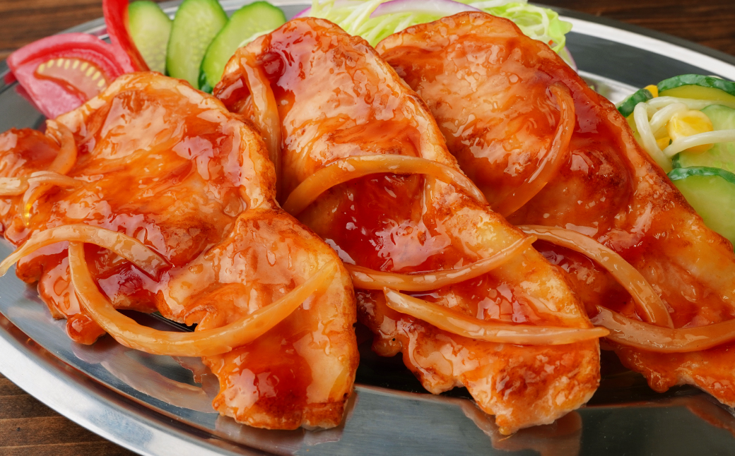 食品サンプル しっかり濃い味生姜焼きランチ (ステンレス皿) | 食品サンプル インテリア 飾り 置物 お肉 生姜焼き アート 贈答 贈り物 お土産 プレゼント おすすめ 人気 FAKE FOOD HATANAKA 畑中 埼玉県 所沢市