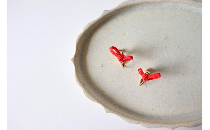 水引musubi耳飾り 赤 イヤリング ［52211036］