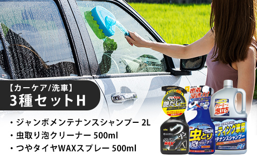 【カーケア／洗車】3種セットH　カー用品 洗車用品 シャンプー 【掃除】車【洗車】 自動車 水垢 大容量 【カーケア】【大掃除】掃除 グッズ 日用品 洗車用品 洗剤 車用洗剤 汚れ落とし 本体 大 生活用品 液体洗剤 家族 家庭 消耗品 まとめ買い 詰め合わせ セット