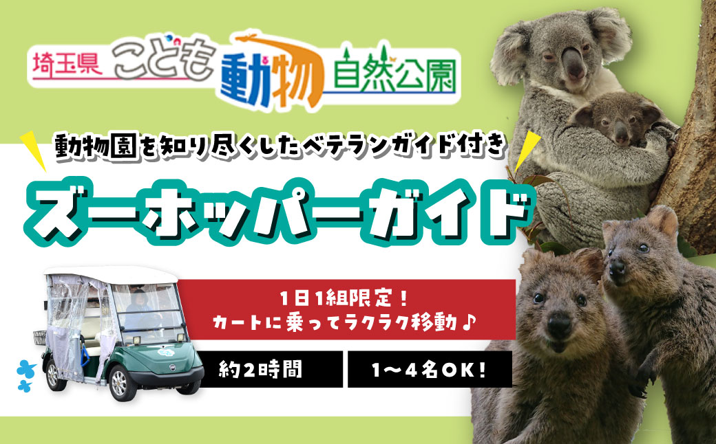 埼玉県こども動物自然公園 ズーホッパーガイド利用券 | 動物園 裏側 見学 子ども こども 子供 家族 家族 ファミリー コアラ クオッカ カンガルー ペンギン 自然体験 幼児 小学生 家族で楽しむ 子供向け 季節 イベント アウトドア アクティビティ 学びの場 入場券 遊び場 日帰り 単身 1人 2人 3人 4人 埼玉県 東松山市