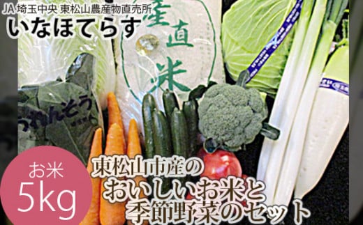 【令和5年 新米】東松山市産 おいしいコシヒカリ5kgと季節野菜のセット （白米 新鮮 野菜 詰め合わせ 東松山）