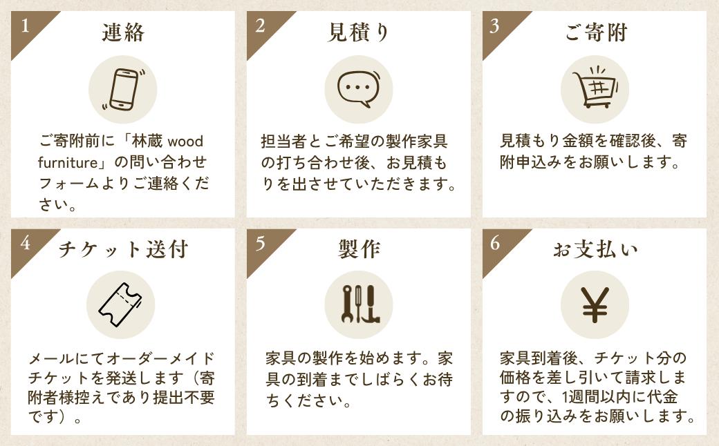 家具 オーダーメイドチケット 10万円分 | オーダーメイド オーダーメイド家具 家具 一枚テーブル テーブル 椅子 スツール テレビボード ベンチ 棚 インテリア チケット 無垢材 木材 天然木材 木製 木工品 関東 林蔵 wood furniture 埼玉県 狭山市