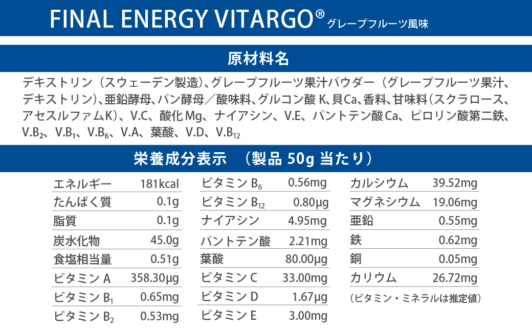 ファイン・ラボ ファイナルエナジー VITARGO® 1kgグレープフルーツ風味 | ヴィターゴ　炭水化物　糖質 カーボパウダー エネルギー補給　埼玉県 上尾市 