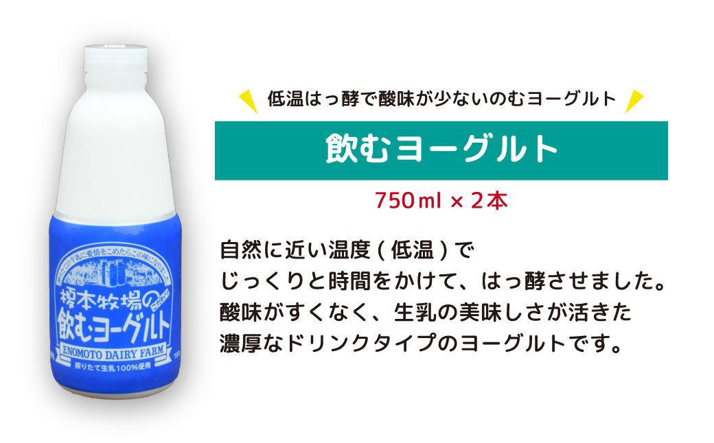 榎本牧場 飲むヨーグルト750ml×2本セット | 埼玉県 上尾市 飲むヨーグルト 乳製品 生乳100% おやつ 朝食 ヨーグルトセット 乳製品セット ヘルシー デザート スイーツ ギフト 国産 新鮮 無添加 搾りたて こだわり生乳 健康