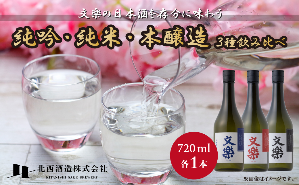 北西酒造 文楽 純米吟醸・生もと純米酒・本醸造 3種飲み比べ 720ml 3種×各1本 計3本 | 埼玉県 上尾市 お酒 アルコール 日本酒 純米吟醸 純米酒 軽快 お米 旨み 飲み比べ 飲みやすい 女性 男性 家飲み 宅飲み 晩酌 人気日本酒 おすすめ日本酒 純米大吟醸 地酒 おいしい おすすめ ギフト 贈答 プレゼント 父の日 酒 さけ sake お土産 手土産 米 日本のお酒