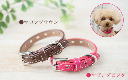 犬首輪　本革製　ペット用品　小型犬　中型犬　犬用品　犬グッズ　犬用首輪　日本製 ／ 本革 国産人工皮革 ベルエース 耐久性 革職人 愛犬 てるべる 埼玉県 No.015