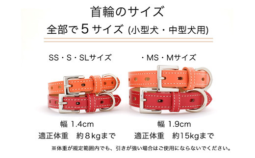 犬首輪　本革製　ペット用品　小型犬　中型犬　犬用品　犬グッズ　犬用首輪　日本製 ／ 本革 国産人工皮革 ベルエース 耐久性 革職人 愛犬 てるべる 埼玉県 No.015
