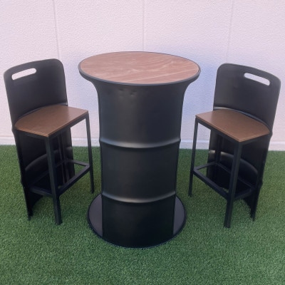 ドラム缶リメイク　HIGHチェアーテーブルセット　マットブラック限定【1620187】