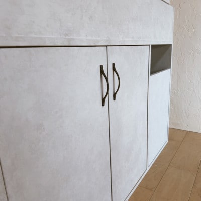 【完成品お届け】シャンプーキャビネット　コンクリート調　サイズオーダー  na296【配送不可地域：離島・沖縄県】【1664073】