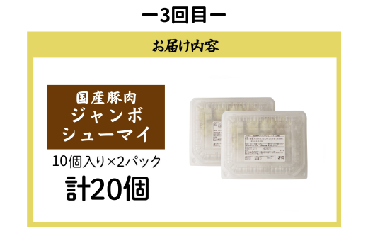 餃子・焼売【定期便全3回(連続)】冷凍餃子・ジャンボシューマイ 計100個| ギョーザ ギョウザ ぎょうざ 大粒 焼売 しゅうまい シュウマイ gyoza shuumai シューマイ シュウマイ しゅうまい レンチン おいしい 手軽 美味しい 国産 簡単 惣菜 北本フーズ 北本市