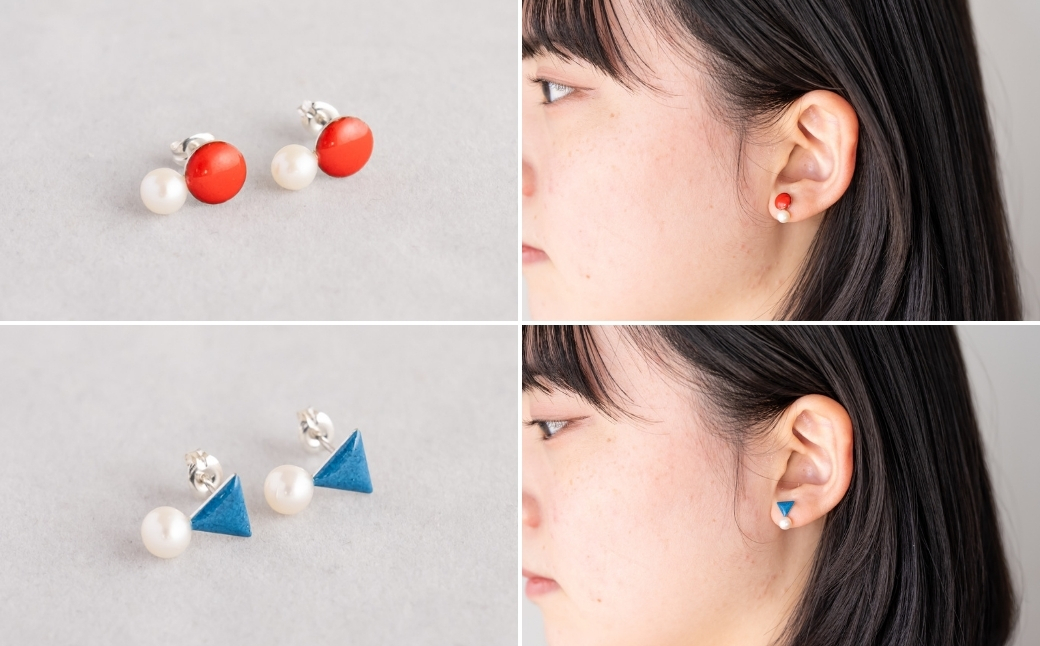 ピアス パール付き シルバー ブルー 三角型 七宝 | シルバーピアス アクセサリー パール ポイント Point pierce 七宝ピアス ブルー 青 七宝焼き ジュエリー 上品 レディース 装飾 クリスマス 入学祝い 結婚記念日 記念日 お祝い 誕生日 ギフト 贈答 作家 作品 手仕事 伝統工芸 Kenichi Kondo 埼玉県 北本市