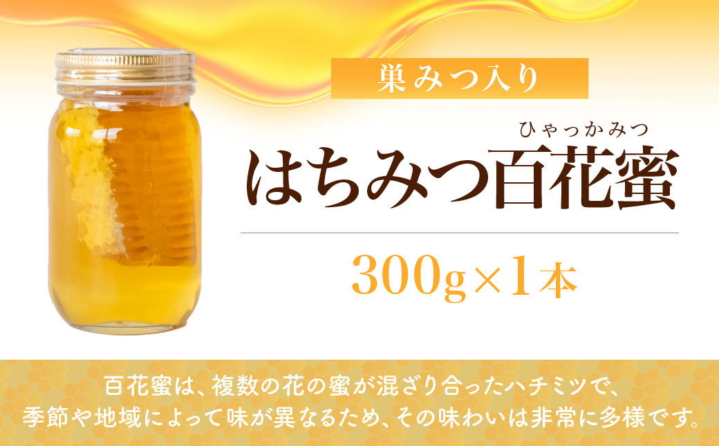 北本産 巣みつ入りはちみつ 百花蜜 300g×1瓶 根津ぶんぶーん農園 | はちみつ 蜂蜜 ハチミツ HONEY ハニー コムハニー 百花蜜 巣房蜜 巣蜜 蜜蝋 百花 トースト ホットケーキ パンケーキ ヨーグルト アイス ハニートースト 調味料 甘味料 健康 味変 朝食 養蜂場 プレゼント ギフト 贈答 贈り物 常備品 埼玉県 北本市