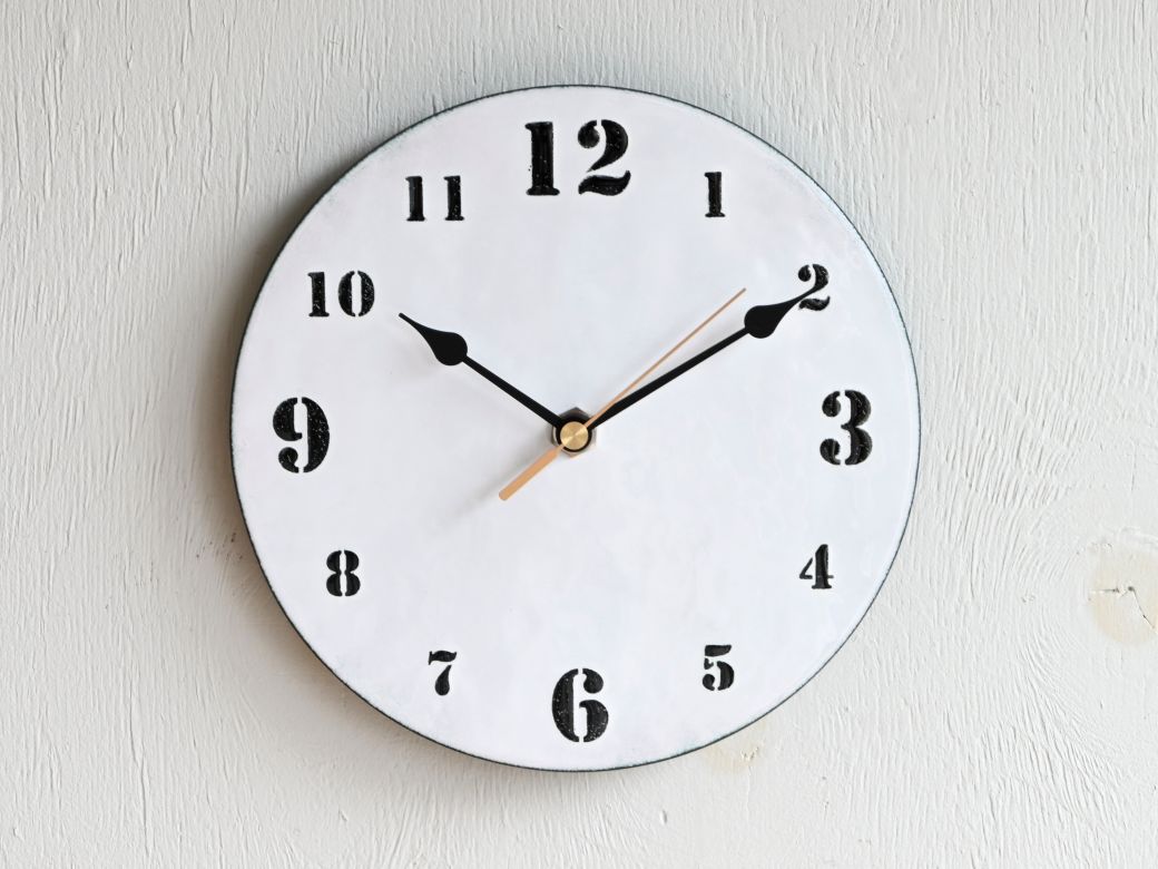 時計 壁掛け時計 文字盤M七宝／白地に黒文字