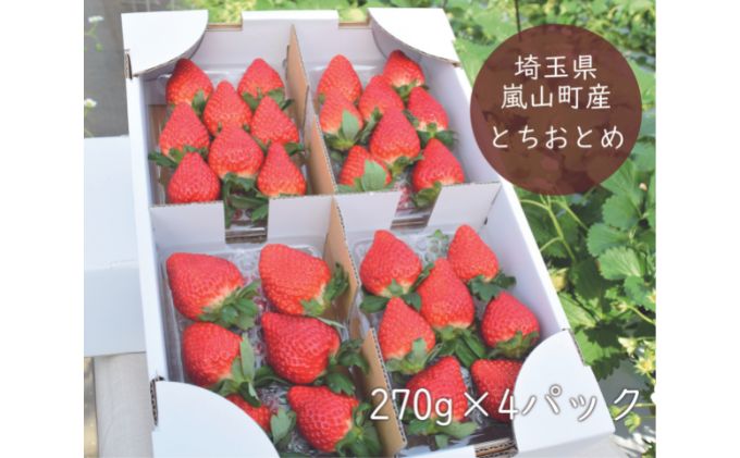 埼玉県嵐山町産とちおとめ　完熟イチゴ4パックセット