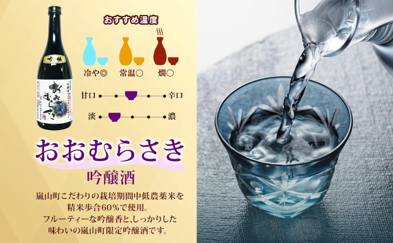 嵐山町 地酒 2本セット 吟醸酒おおむらさき 辛口嵐山 720ml 酒 日本酒 晩酌 フルーティー しっかりした味わい 辛口 地酒 旨み コク 日本酒飲み比べ 吟醸酒 銘酒 辛口地酒 嵐山町限定 地酒 お酒 日本酒 アルコール瓶 食事会 関根国太郎商店