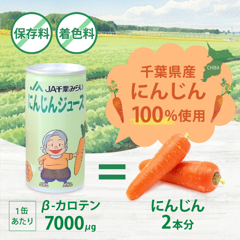 にんじんジュース　１９０ｇ×３０缶入（１箱） 野菜飲料 野菜ジュース キャロットジュース 添加物不使用 さっぱり 甘味 飲み物 