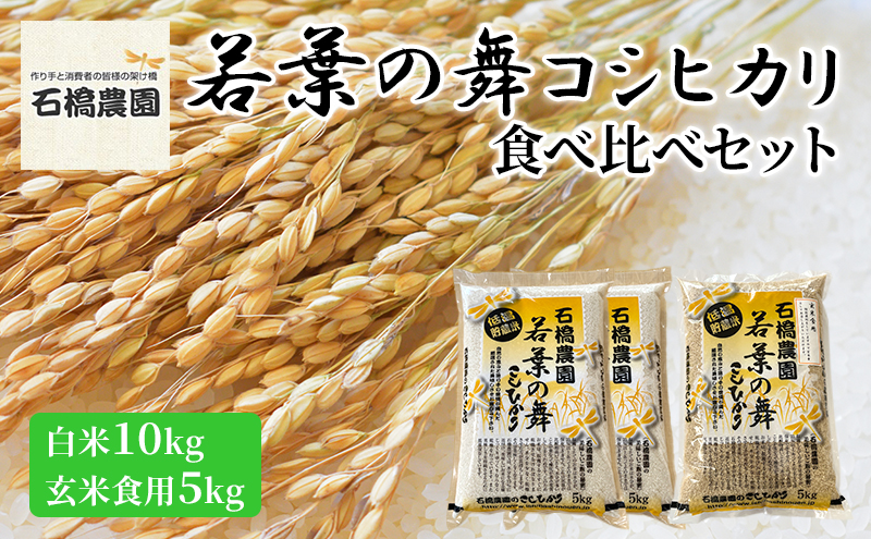 米 若葉の舞 コシヒカリ 白米10kg玄米食用5kg 食べ比べセット こしひかり お米 白米 玄米 セット 食べ比べ 精米 千葉 千葉県 低温保存