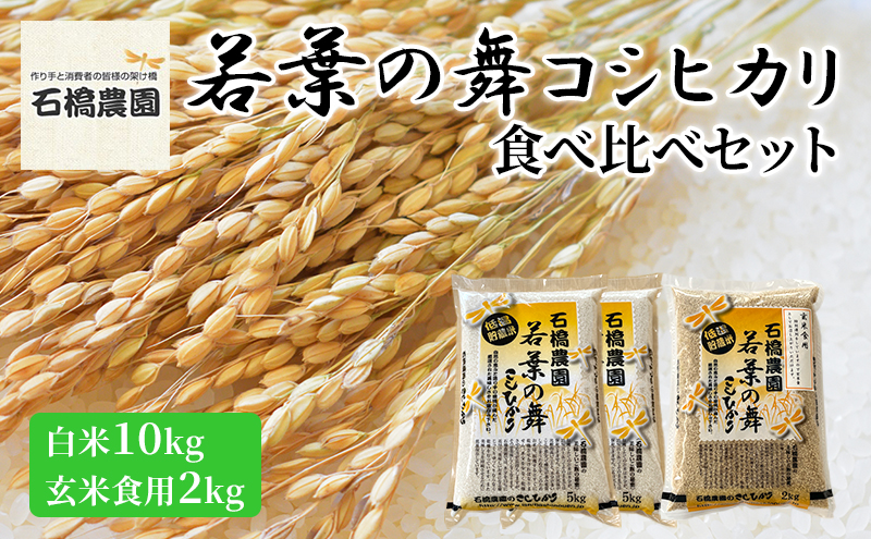 米 若葉の舞 コシヒカリ 白米10kg玄米食用2kg 食べ比べセット こしひかり お米 白米 玄米 セット 食べ比べ 精米 千葉 千葉県 低温保存