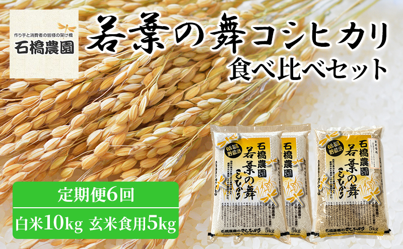 米 若葉の舞 コシヒカリ 白米10kg玄米食用5kg 食べ比べセット 定期便6回 こしひかり お米 白米 玄米 セット 食べ比べ 定期便 精米 千葉 千葉県 低温保存