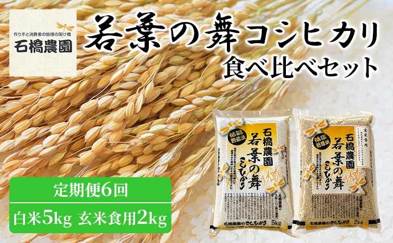 米 若葉の舞 コシヒカリ 白米5kg玄米食用2kg 食べ比べセット 定期便6回 こしひかり お米 白米 玄米 セット 食べ比べ 定期便 精米 千葉 千葉県 低温保存