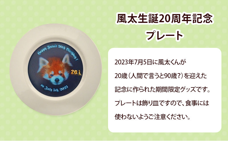 風太生誕20周年記念プレート＆風太生誕20周年記念ボールペン ボールペン プレート 風太 風太ァズ レッサーパンダ グッズ オリジナルグッズ 20周年記念 千葉市動物公園 千葉県