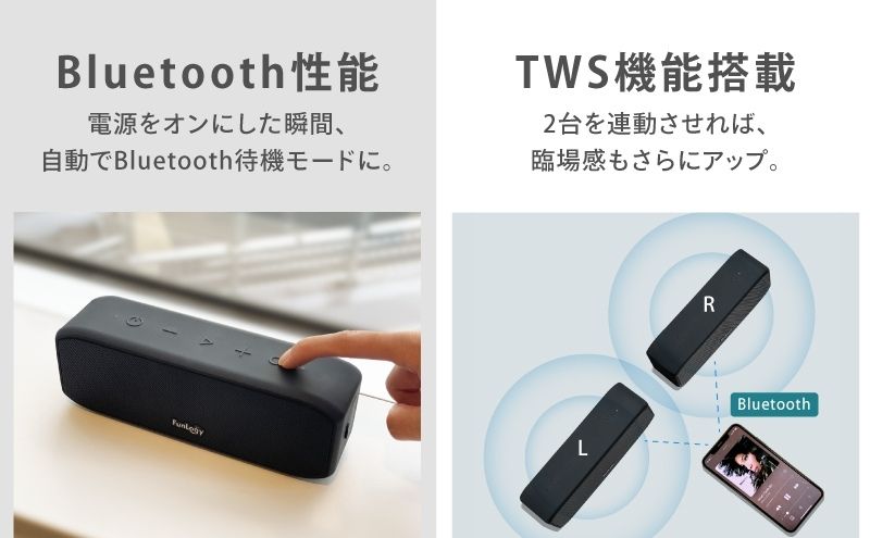 FUNLOGY Portable / ポータブルスピーカー black　Bluetooth スピーカー 高音質 小型  ポータブル ワイヤレス