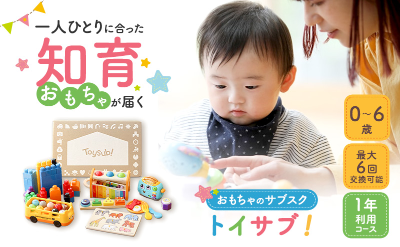 おもちゃ サブスク トイサブ！ 1年利用コース 赤ちゃん 女の子 男の子 子供 キッズ 幼児 知育玩具 知育 玩具 体験 サービス チケット 券 利用券 体験チケット ギフトチケット ギフト ギフト券 体験ギフト 贈答 プレゼント 千葉 千葉県 千葉市