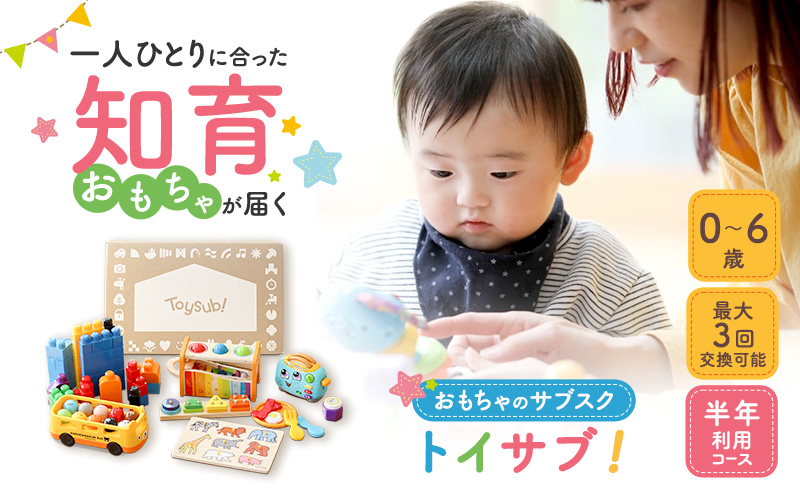 おもちゃ サブスク トイサブ！ 半年利用コース 赤ちゃん 女の子 男の子 子供 キッズ 幼児 知育玩具 知育 玩具 体験 サービス チケット 券 利用券 体験チケット ギフトチケット ギフト ギフト券 体験ギフト 贈答 プレゼント 千葉 千葉県 千葉市