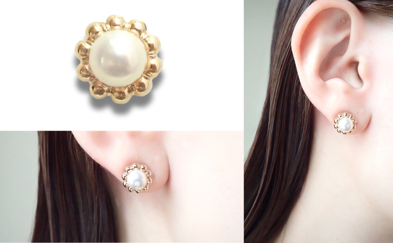 ノアーレ　金属アレルギー対応　マグネット式　ノンホールピアス　S-パールフラワーGL アクセサリー　レディースアクセサリー　イヤリング　パール
