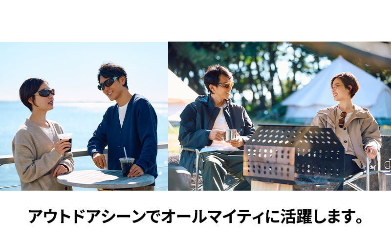 メガネの上から掛けられるサングラス オーバーグラス「Otani（オータニ）」様々なメガネに合わせやすいスクエアデザイン、小窓の側面で視野と明るさを確保、収まりの良いベーシックモデル。「いぶき」(6)Cグレー・ベージュ／ペールブラウン