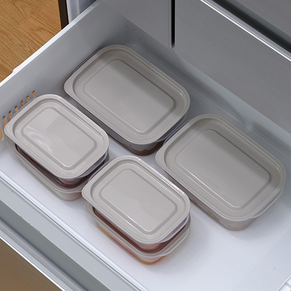 ホームコーディ フタをしたままレンジ保存容器 長方形 850ml 2個入 GRG色×5