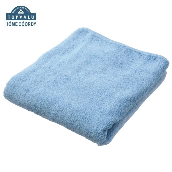 ホームコーディ 肌ざわりが選べるカラータオル コンパクトバスタオル やわらか ブルー×2