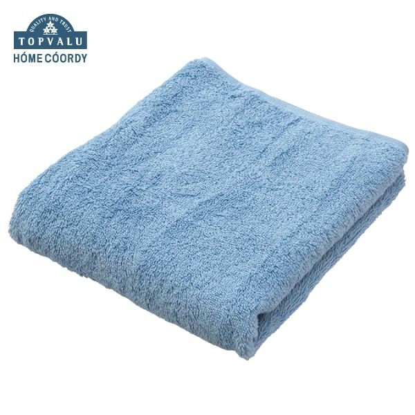 ホームコーディ 肌ざわりが選べるカラータオル コンパクトバスタオル しっかり ブルー×2