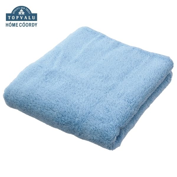 ホームコーディ 肌ざわりが選べるカラータオル コンパクトバスタオル とてもやわらか ブルー×2