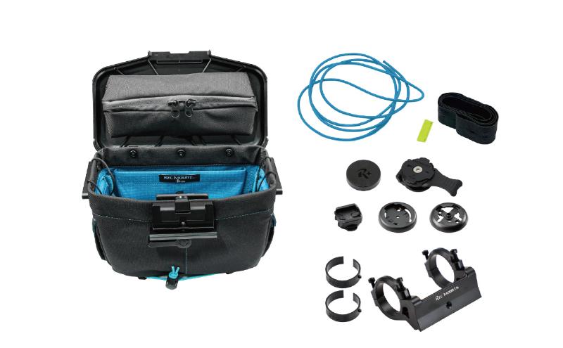 [レックマウントプラス] ライドオンバッグ(ブラック/ターコイズ)+ハンドルバー専用ベースマウント【R+Bag-BKTQ-DM35】「Ride On Bag とベースマウント(R+B-DM35)のセット品」