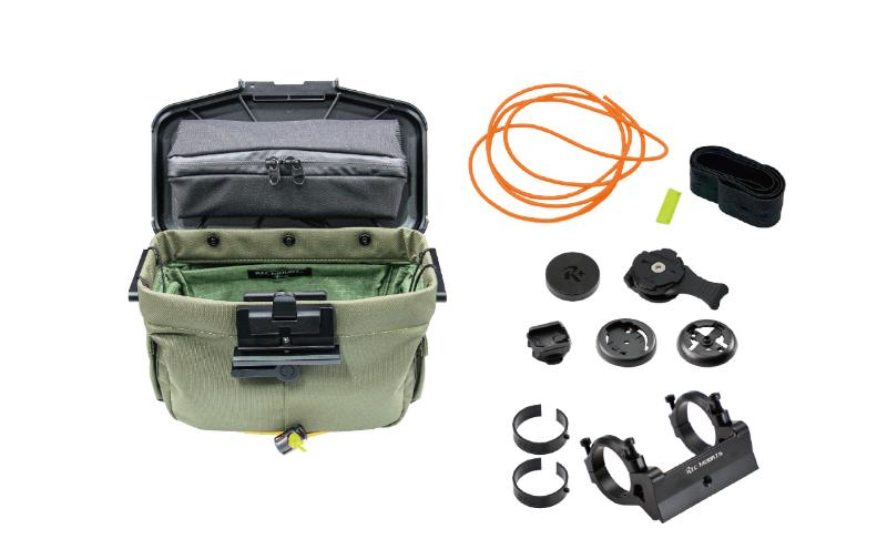 [レックマウントプラス] ライドオンバッグ(オリーブ)+ハンドルバー専用ベースマウント【R+Bag-OLIVE-DM35】「Ride On Bag とベースマウント(R+B-DM35)のセット品」