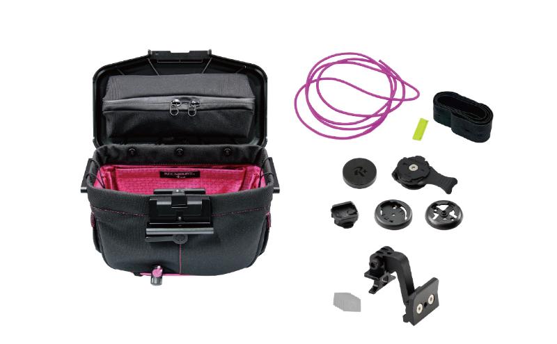 [レックマウントプラス] ライドオンバッグ (ブラック/ピンク)+ブロンプトン専用ベースマウント【R+Bag-BKPK-BROMPTON】「Ride On Bag とベースマウント(R+B-BROMPTON)のセット品」