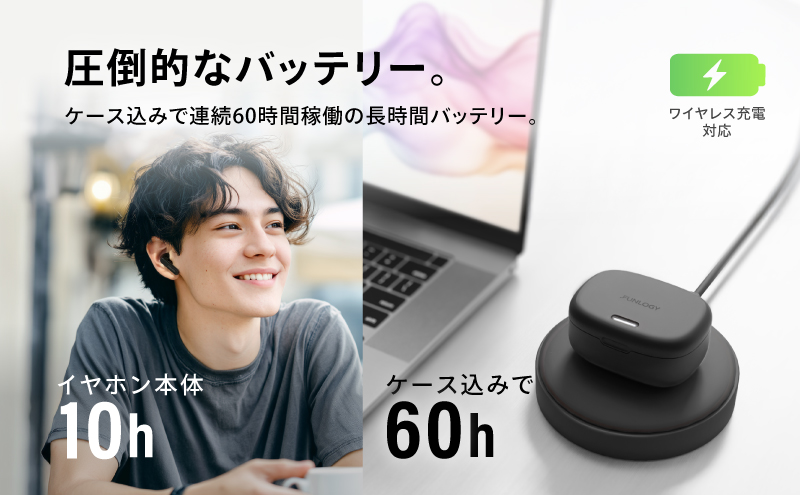 FUNLOGY Earbuds / 螳悟ィ繝ッ繧、繝、繝ャ繧ケ繧、繝、繝帙Φ縲繝悶Λ繝繧ッ縲螳カ髮サ 髻ウ讌ス 繧、繝、繝帙Φ 繝ッ繧、繝、繝ャ繧ケ 諤・騾溷髮サ 霆ス驥 菴朱≦蟒カ IPX5髦イ豌エ 髦イ豎 騾壼共 騾壼ュヲ 蜊闡臥恁 蜊闡牙ク